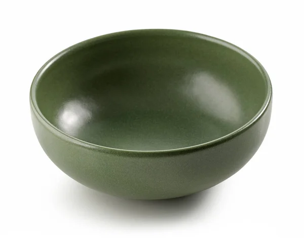 Empty Green Ceramic Bowl Isolated White Background — Stock Photo, Image