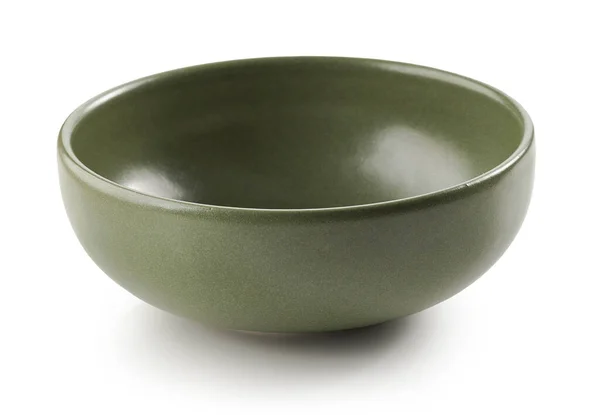 Empty Green Ceramic Bowl Isolated White Background — Stock Photo, Image