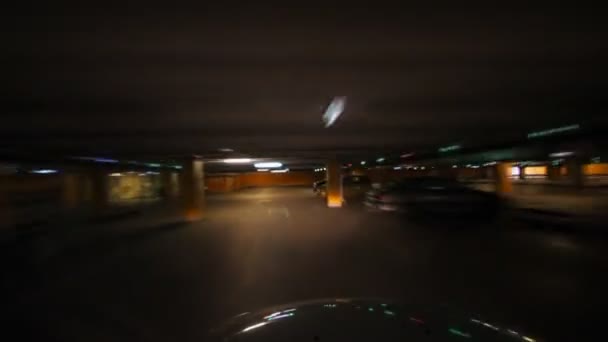 Ondergrondse parkeergarage van time-lapse — Stockvideo