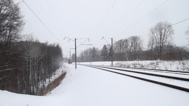 Comboio de carga no Inverno — Vídeo de Stock