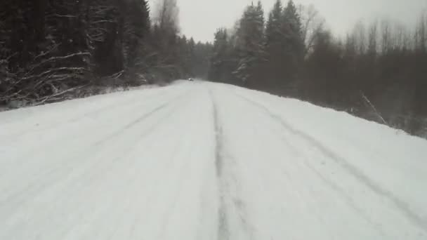 Conducir en invierno — Vídeo de stock