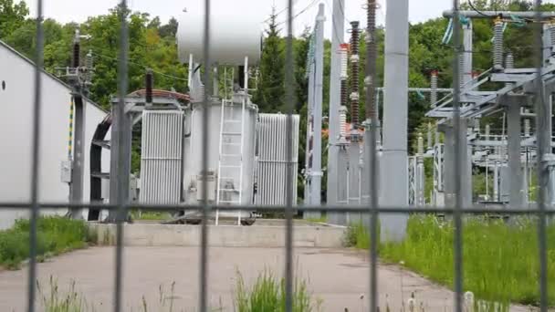 Subestación del transformador de alto voltaje — Vídeo de stock