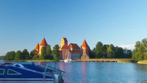 在议案中 trakai 城堡，立陶宛，尕 — 图库视频影像