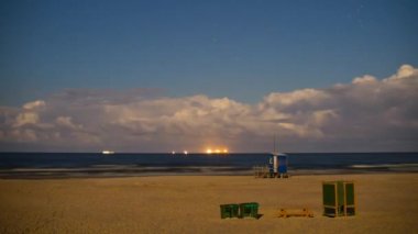 gece deniz kenarı, timelapse