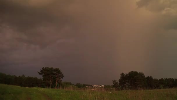 Paisaje con relámpago y tormenta — Vídeo de stock