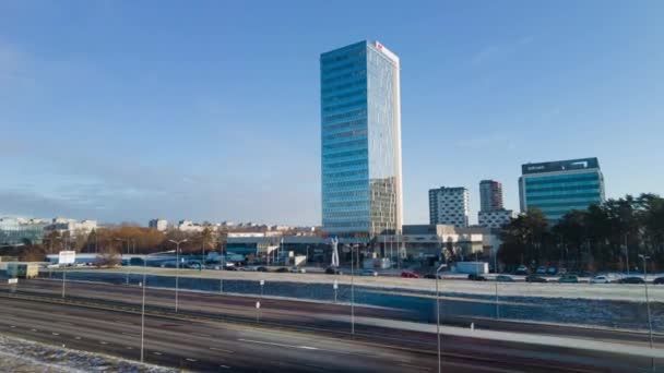 Vilnius Lituânia Por Volta Janeiro 2022 Estrada Desvio Movimentada Lapso — Vídeo de Stock