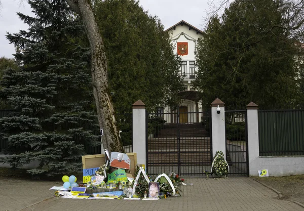 Vilnius Lituânia Cerca Março 2022 Instalações Perto Embaixada Russa Contra — Fotografia de Stock