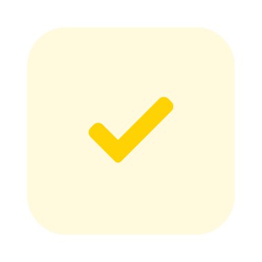 Sonucu doğrulamak için onay işareti sembolü