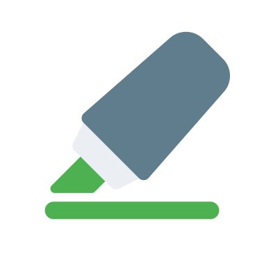 Highlighting important notes and text tool isolated on white background