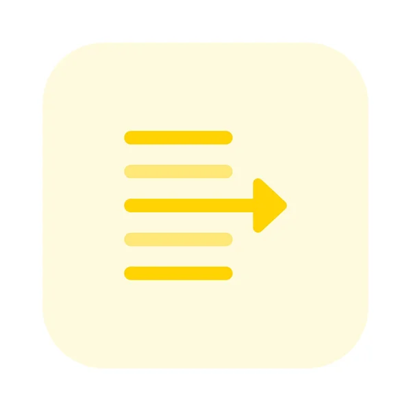 Narrow Document Page Setup Text Right Shift Arrow — Stockvektor