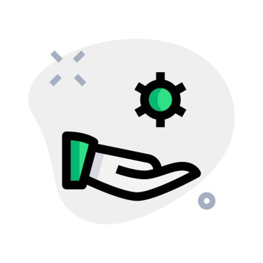 share setting option with hand and cog symbol