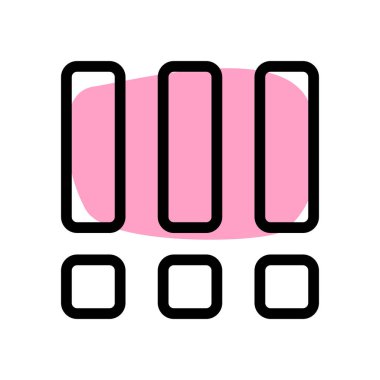 Ünlem işaretli kutular içeren dikey çubuklar