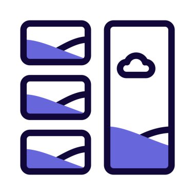 Modern tasarım ile üçlü sıra resimleri kolajı