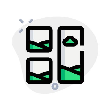 Manzaralı görüntü ızgara kolajına sahip sağ dikey resim