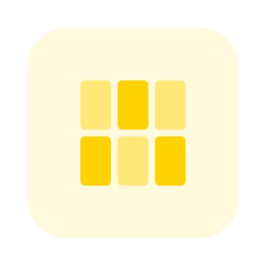 Dikey şeritte üç bölüm sütunundaki bloklar veya hücreler