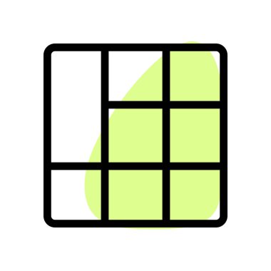 Kare içinde dikey sağ içerik hücreleri