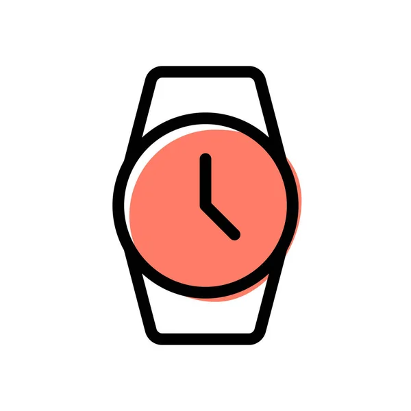 Reloj Pulsera Analógico Esfera Redonda Aislado Sobre Fondo Blanco — Vector de stock