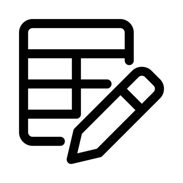 Bewerken Spread Sheet Tabel Drop Menu Document Potlood Selectie — Stockvector