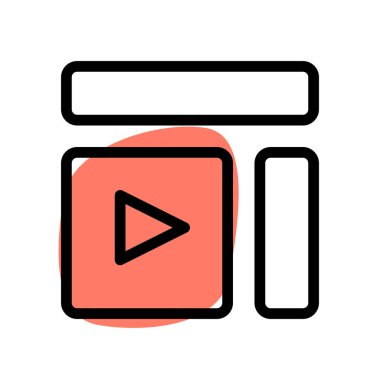 Beyaz arkaplanda izole edilmiş düğme kare kutusunu oynat