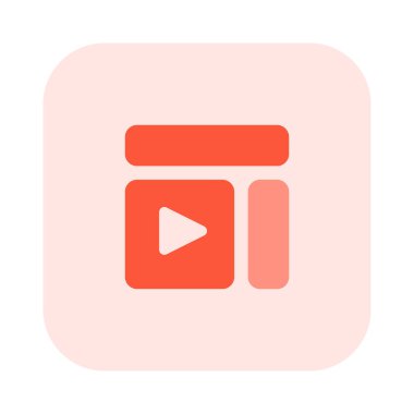 Beyaz arkaplanda izole edilmiş düğme kare kutusunu oynat