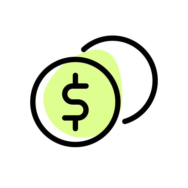 Σύμβολο Δολαρίου Κέρμα Απομονωμένο Λευκό Φόντο — Διανυσματικό Αρχείο