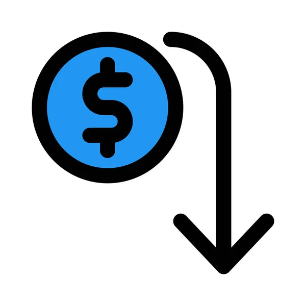 Dévaluation Dollar Dépréciation Tendance Baisse Financement — Image vectorielle