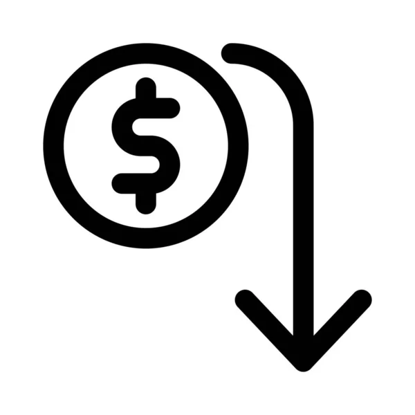 Dévaluation Dollar Dépréciation Tendance Baisse Financement — Image vectorielle