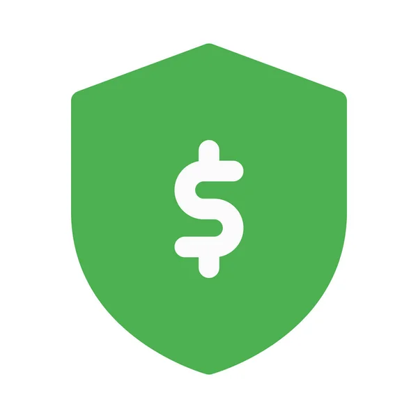 Geld Sheild Met Dollarsymbool Beveiligd Geld — Stockvector