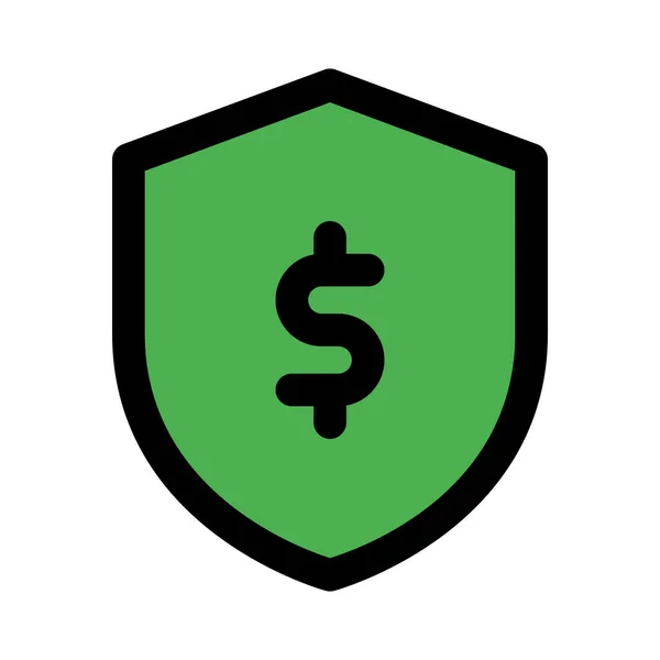 Peníze Sheild Dolarovým Symbolem Zajištěné Peníze — Stockový vektor