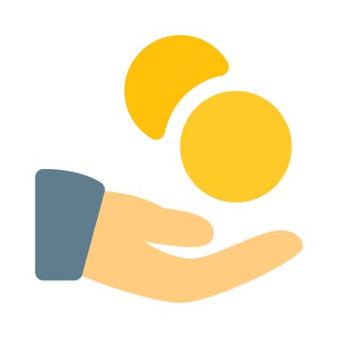 Sadaka ve yetersiz yardım, elinde bozuk paralarla bağış.