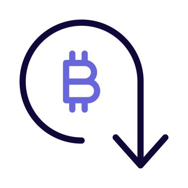 Bitcoin kripto para birimi ara değeri azalan ok altında