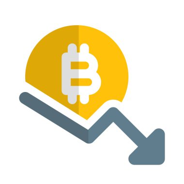 Bitcoin değer bilgi grafiklerinin düşüşü, düşüş ok işareti