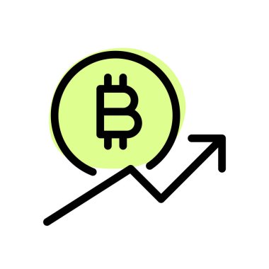 yukarı ok ile bitcoin değerinin yükselmesi
