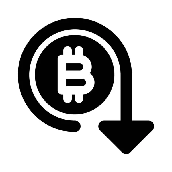 Bitcoin Cryptocurrency Internation Value Decline Arrow — Stock Vector