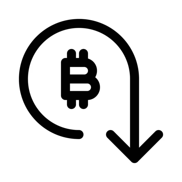 Bitcoin Criptomoneda Valor Internación Bajo Flecha Declive — Archivo Imágenes Vectoriales