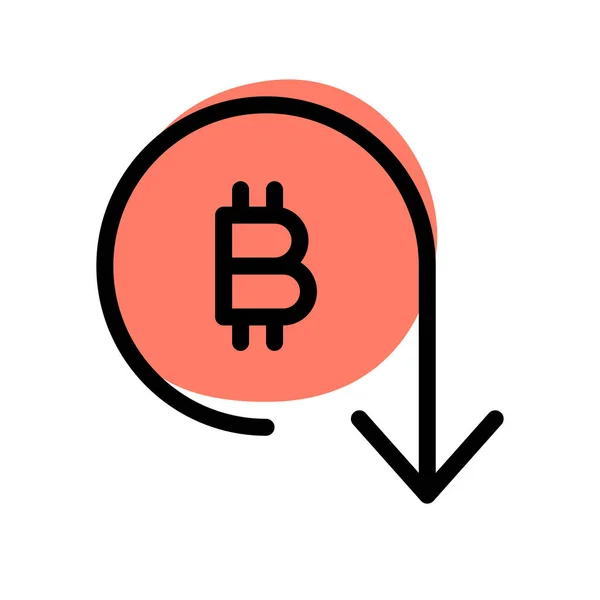 Bitcoin Cryptocurrency Internation Value Decline Arrow — Stock Vector