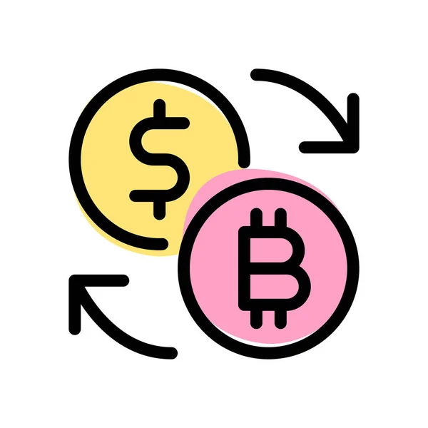 Bitcoin Zum Dollar Wechselkurssymbol — Stockvektor