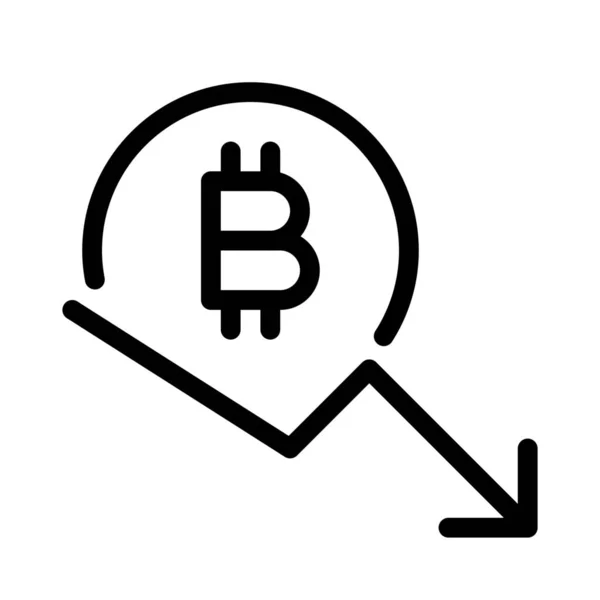 Fall Bitcoin Value Infographics Downfall Arrow Sign — Stock Vector