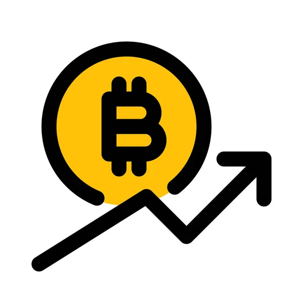 Yukarı Ile Bitcoin Değerinin Yükselmesi — Stok Vektör