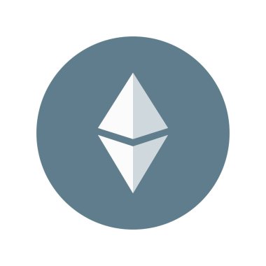 Ethereum dijital kripto para birimi logosu beyaz bir arkaplanda izole edilmiş