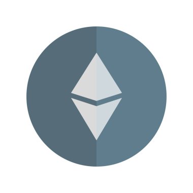 Ethereum dijital kripto para birimi logosu beyaz bir arkaplanda izole edilmiş