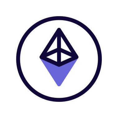 Ethereum dijital kripto para birimi logosu beyaz bir arkaplanda izole edilmiş