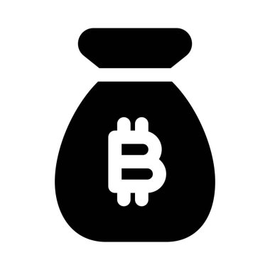 Bitcoin nakit para, logolu çuval konsepti sunuyor