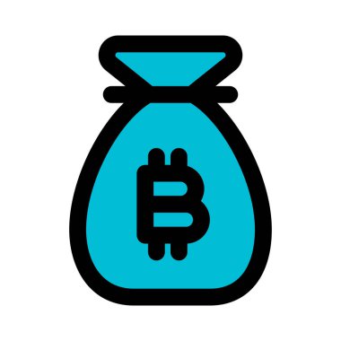 Bitcoin nakit para, logolu çuval konsepti sunuyor