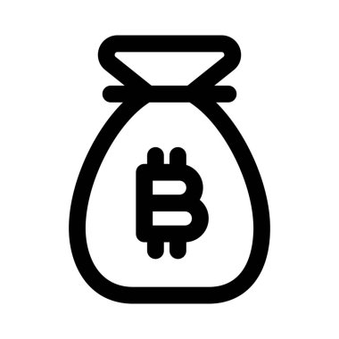 Bitcoin nakit para, logolu çuval konsepti sunuyor