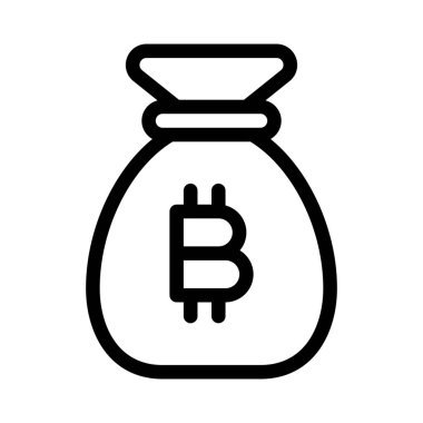 Bitcoin nakit para, logolu çuval konsepti sunuyor