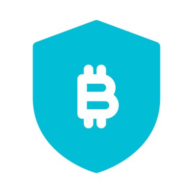 Bitcoin koruma kalkanı logosu beyaz arka planda izole edildi
