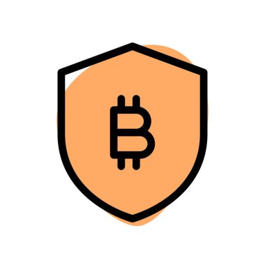 Bitcoin koruma kalkanı logosu beyaz arka planda izole edildi