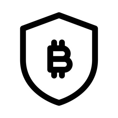 Bitcoin koruma kalkanı logosu beyaz arka planda izole edildi