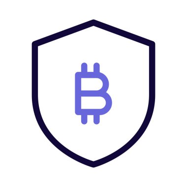 Bitcoin koruma kalkanı logosu beyaz arka planda izole edildi